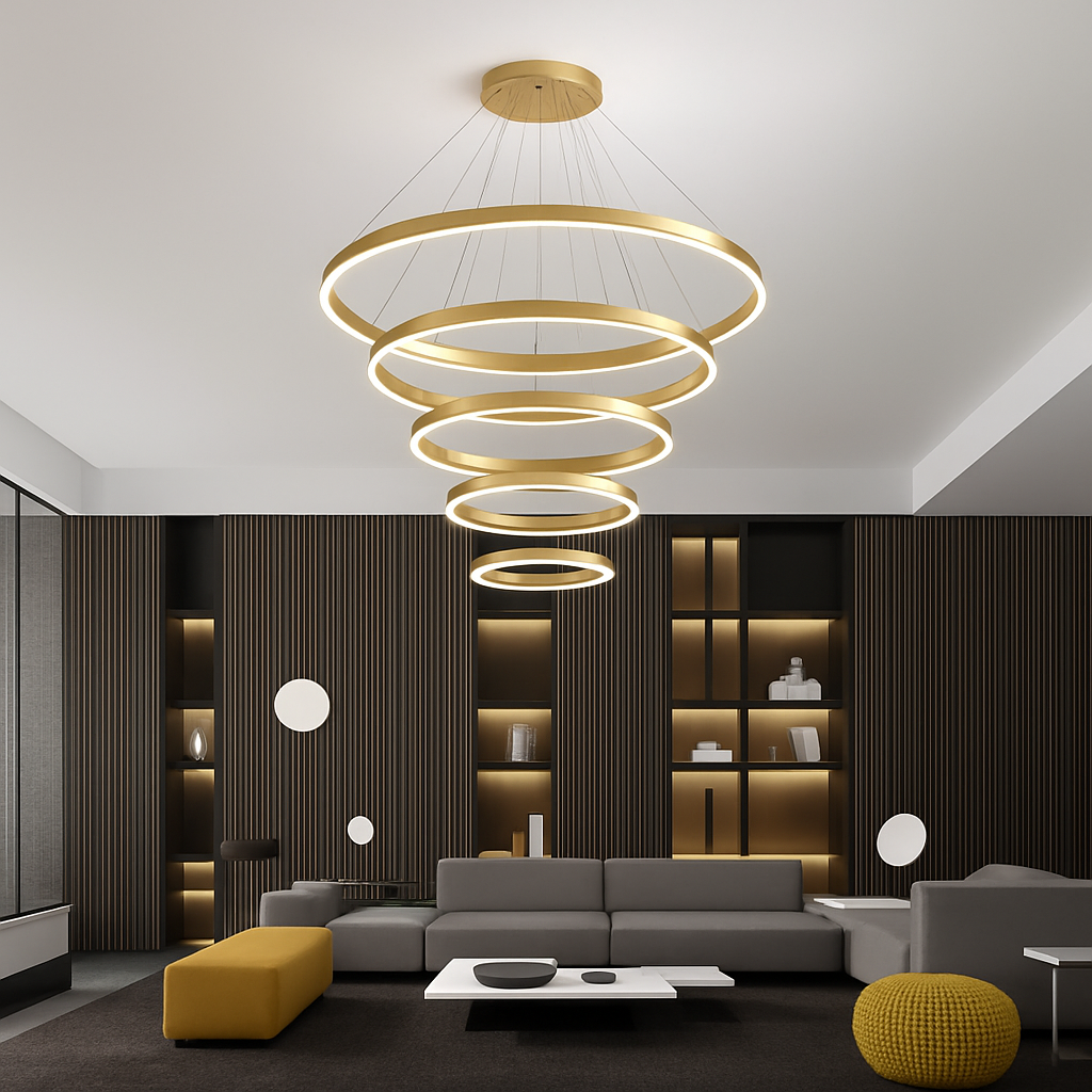 Moderne Led anneaux suspension lampe cercle plafond suspendu lustre pour chalet salon salle à manger escalier maison luminaire - vue 4 sur 11