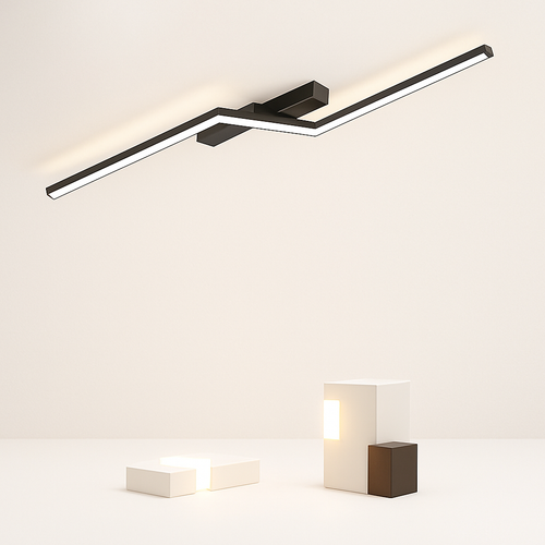 Moderne LED Ligne Plafonnier moderne Salon Salle À Manger Chambre Principale Étude Luminaire Or Noir Plafonniers Éclairage - vue 2 sur 14