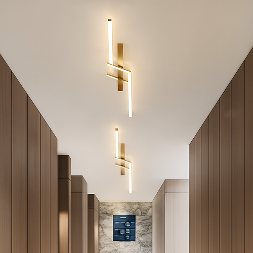 Moderne LED Ligne Plafonnier moderne Salon Salle À Manger Chambre Principale Étude Luminaire Or Noir Plafonniers Éclairage - vue 4 sur 14