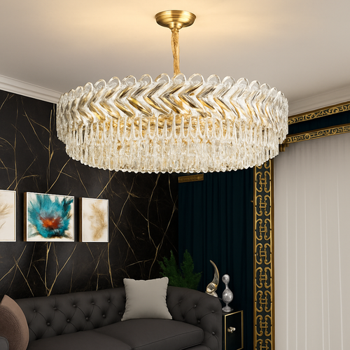 Moderne luxe cristal Led lustres salon décor Led Suspension lampe salle à manger Villa Suspension Luminaire Luminaire - vue 3 sur 18