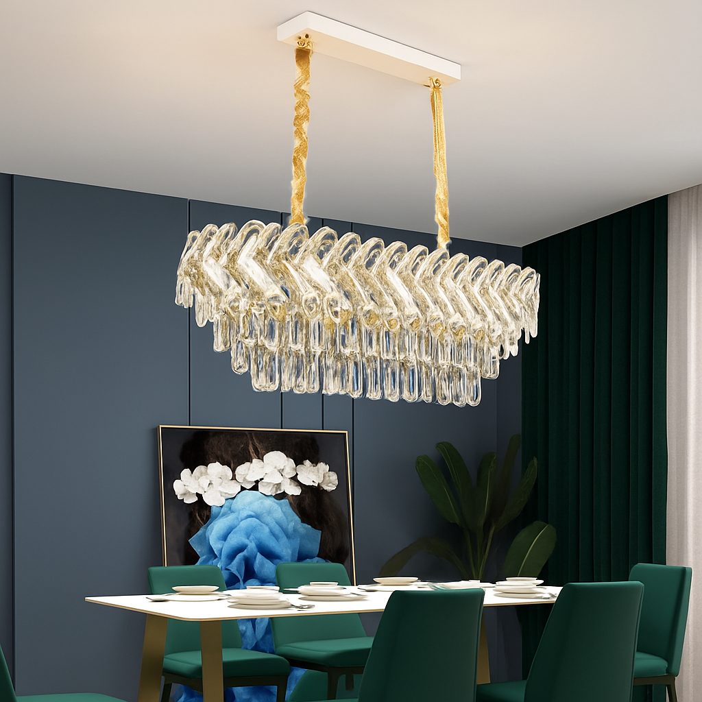 Moderne luxe cristal Led lustres salon décor Led Suspension lampe salle à manger Villa Suspension Luminaire Luminaire - vue 3 sur 18