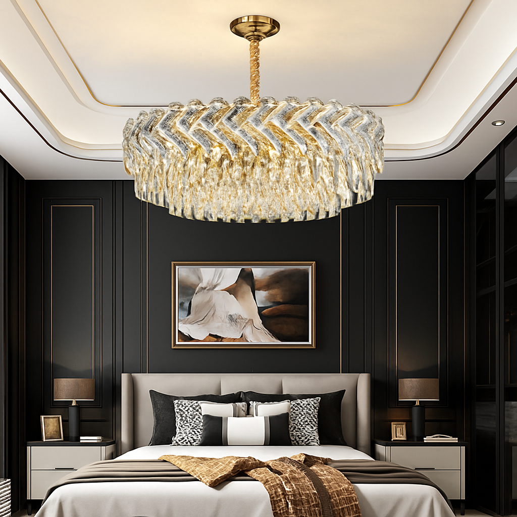 Moderne luxe cristal Led lustres salon décor Led Suspension lampe salle à manger Villa Suspension Luminaire Luminaire - vue 4 sur 18