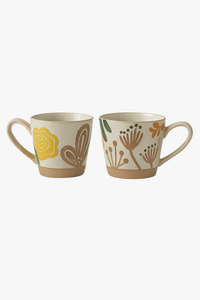 Mug retro ceramique peint main motif floral personnalisable