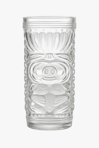 Mug tiki en verre motif visage bar festif