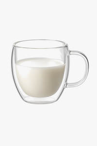 Mug verre borosilicate double paroi avec anse isolant