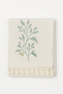 Nappe brodée motif feuilles de café style rustique