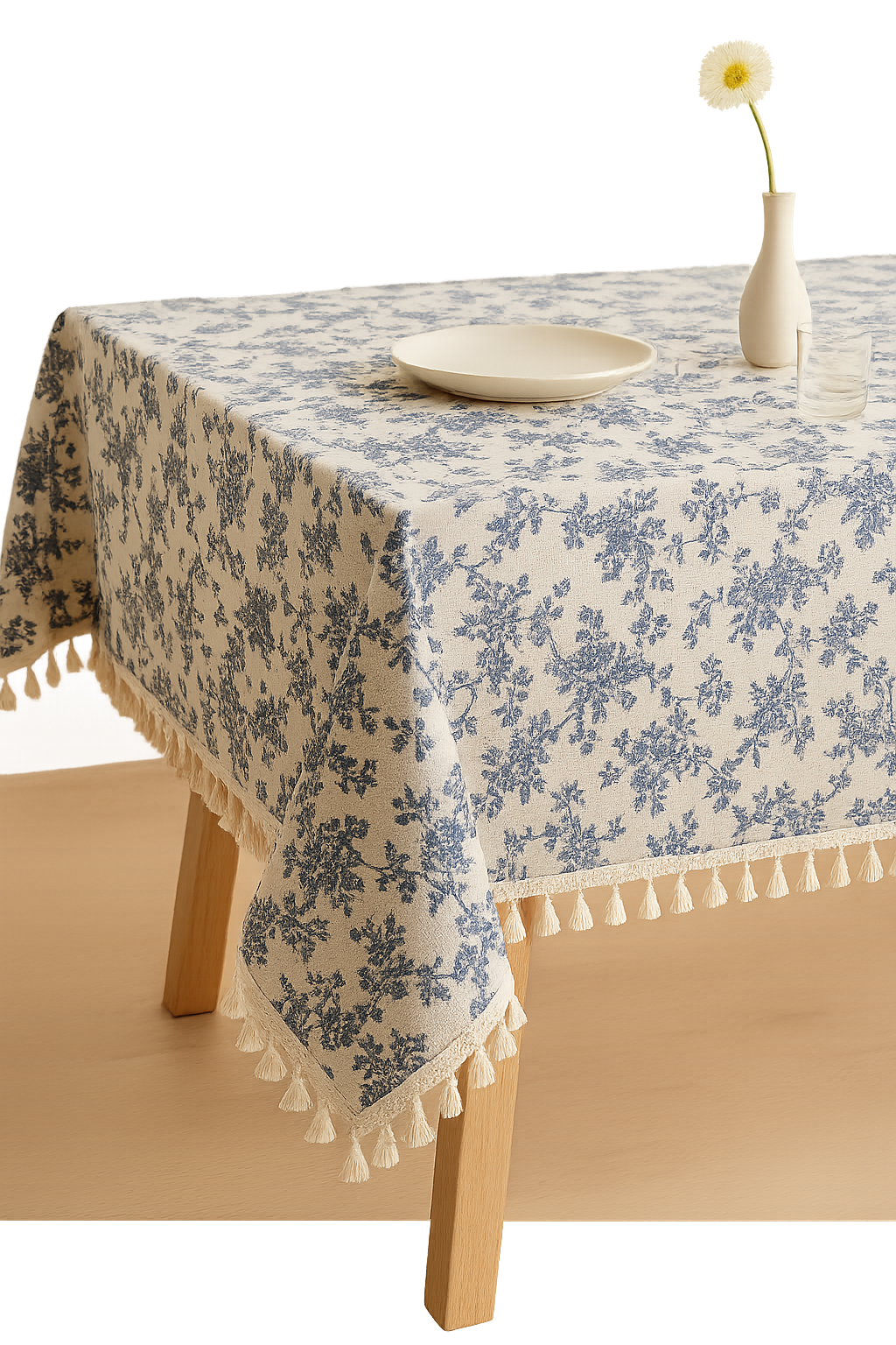 Nappe brodée motif feuilles style rustique table cuisine - vue 2 sur 2