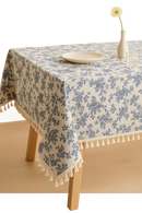 Nappe brodée motif feuilles style rustique table cuisine