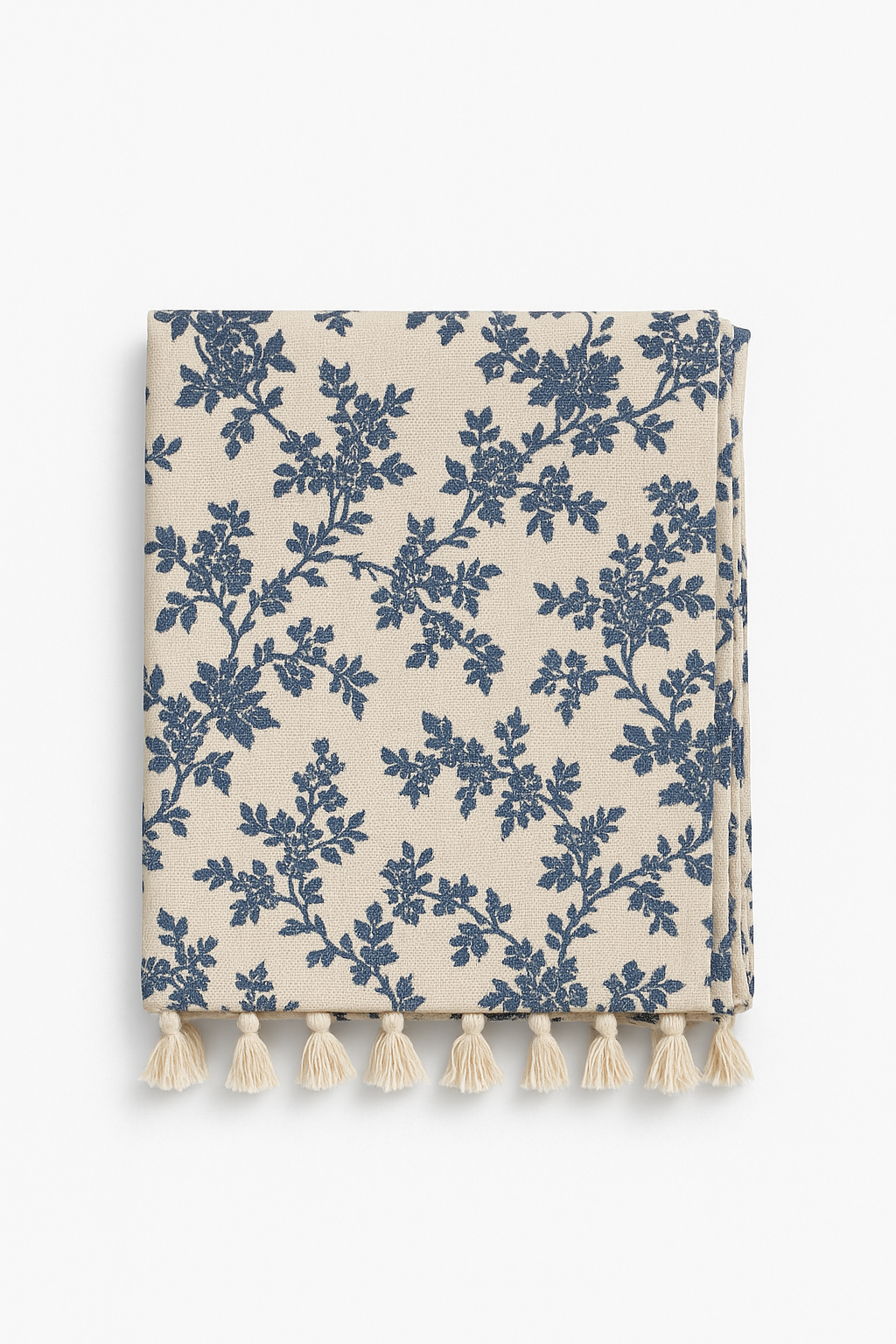 Nappe brodée motif feuilles style rustique table cuisine