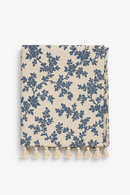 Nappe brodée motif feuilles style rustique table cuisine