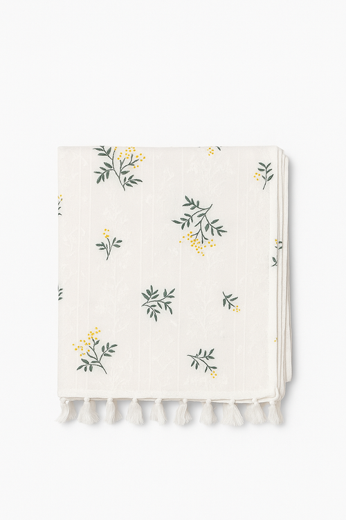 Nappe champetre dentelle marguerite pompons table cuisine maison