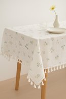 Nappe champetre dentelle marguerite pompons table cuisine maison