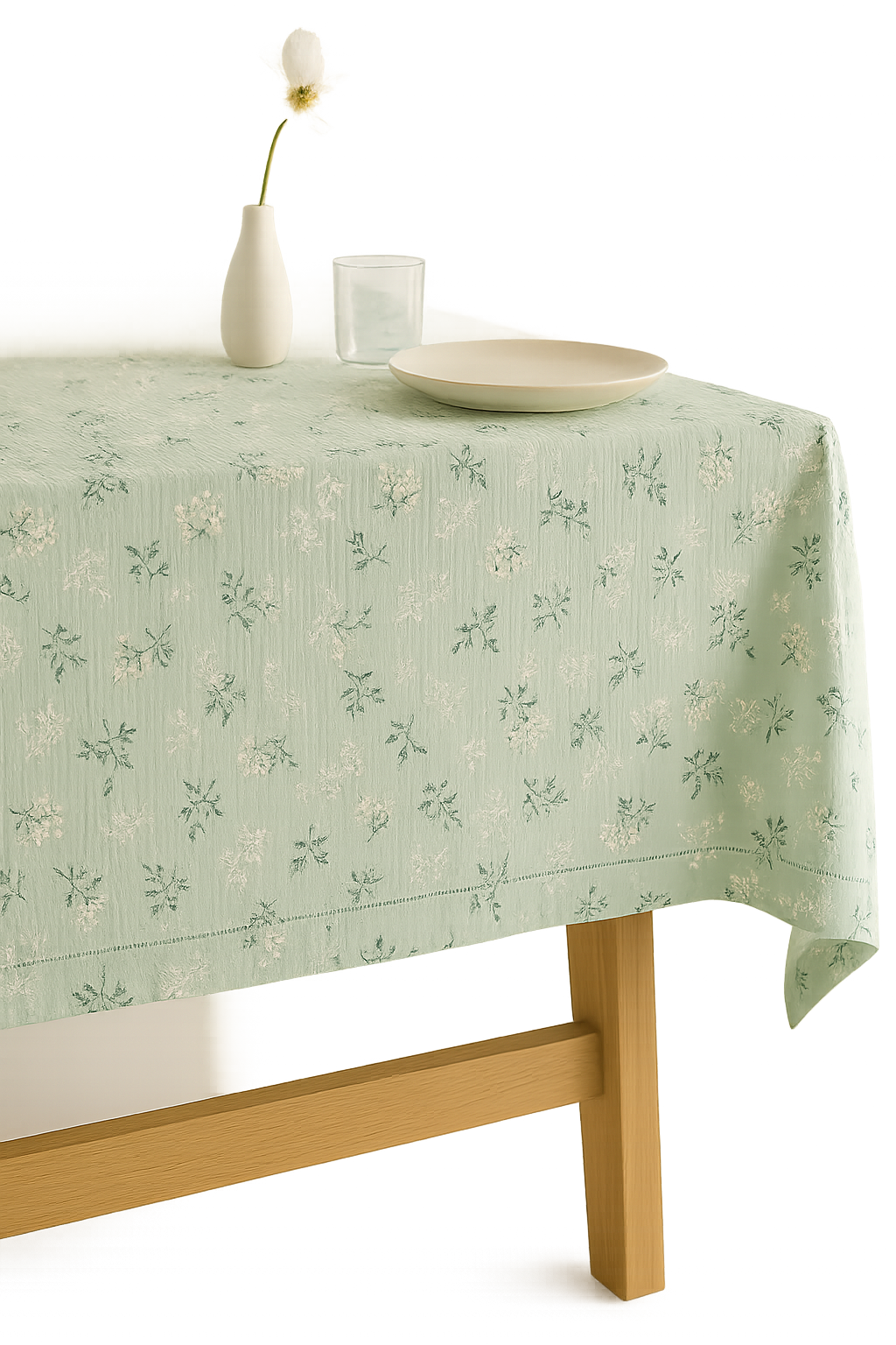 Nappe coton dentelle marguerite pompons style champêtre table - vue 2 sur 2
