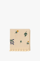 Nappe coton lin brodée style européen à pompons