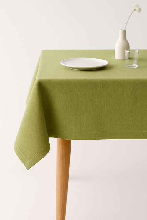 Nappe coton lin imperméable style sobre table repas - vue 2 sur 2