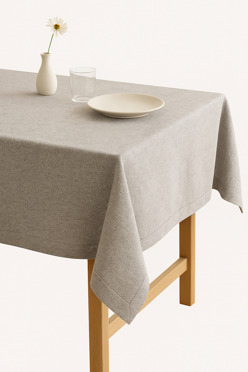 Nappe coton lin imperméable style uni table repas - vue 2 sur 2