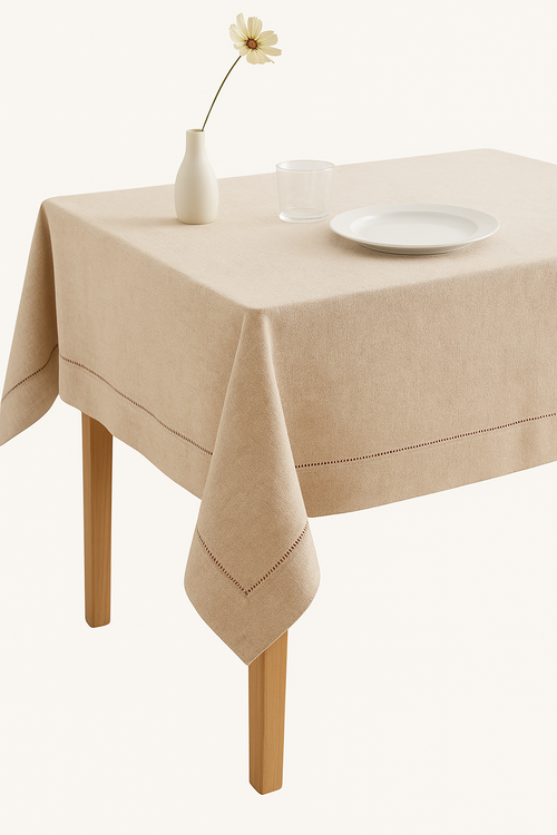 Nappe coton lin imperméable style uni table repas - vue 2 sur 2