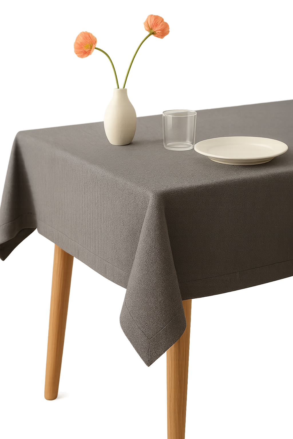 Nappe coton lin imperméable style uni table repas - vue 2 sur 2