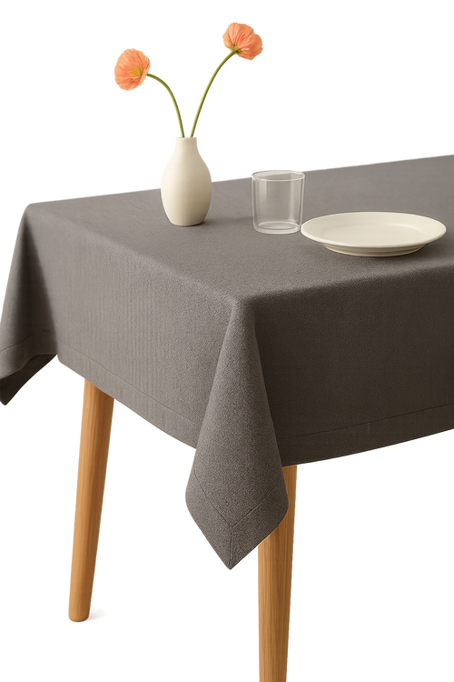 Nappe coton lin imperméable style uni table repas - vue 2 sur 2