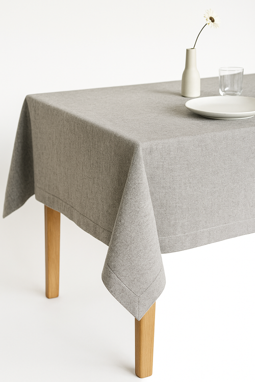 Nappe coton lin imperméable unie pour table repas - vue 2 sur 2