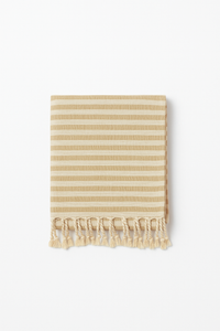Nappe coton lin rayures pompons style moderne table