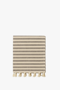 Nappe coton lin rayures pompons style moderne table
