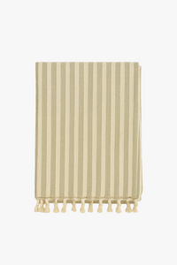 Nappe coton lin rayures pompons style moderne table