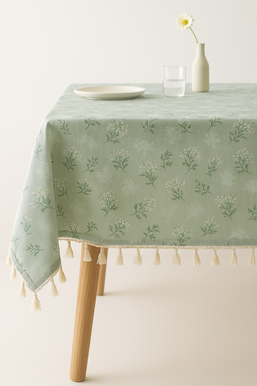 Nappe coton motifs marguerites style coréen table cuisine - vue 2 sur 2