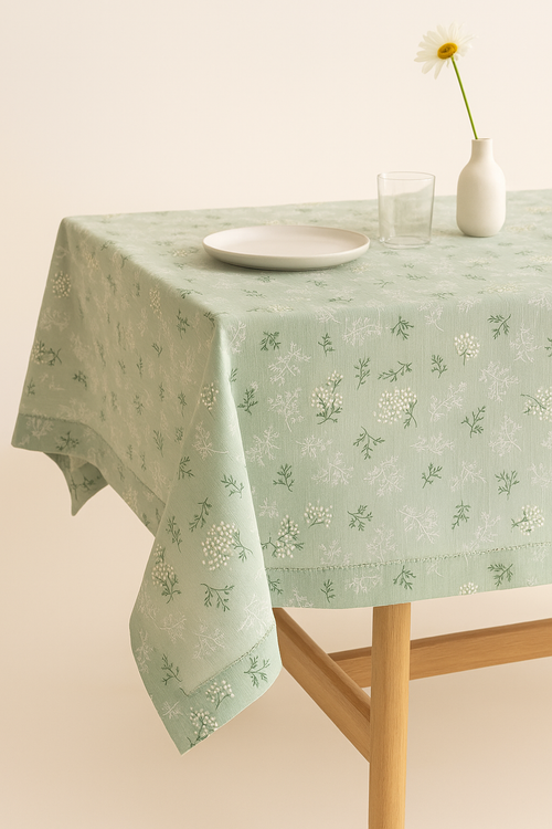 Nappe coton motifs marguerites style coréen table élégante - vue 2 sur 2