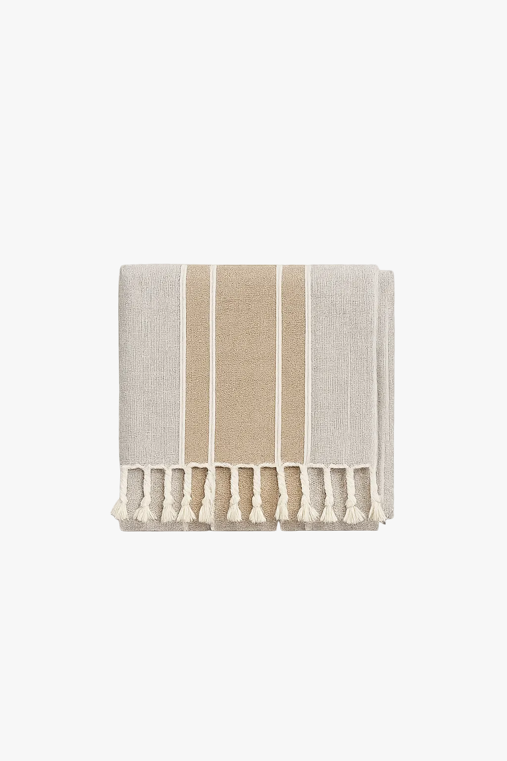 Nappe coton polyester imperméable style champêtre rayures pompons