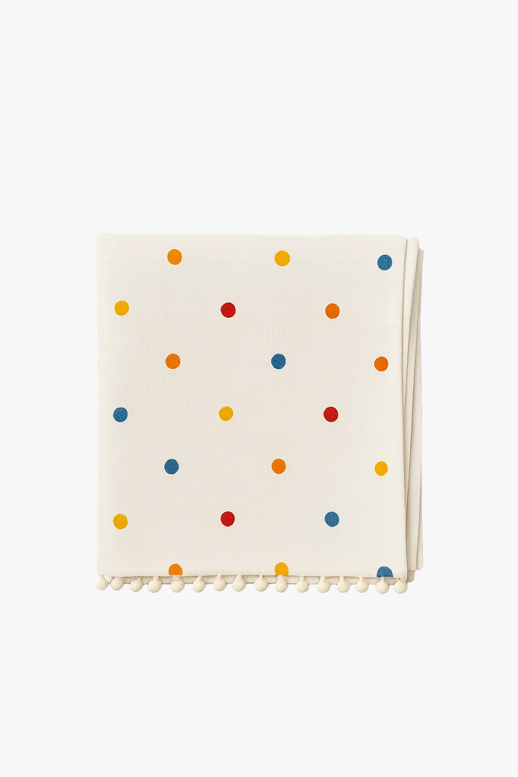 Nappe coton style champêtre dentelle marguerite pompons table