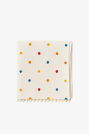 Nappe coton style champêtre dentelle marguerite pompons table