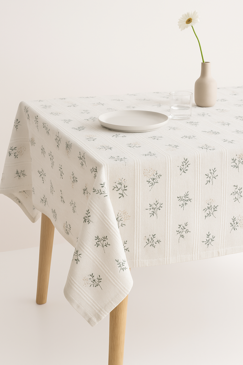 Nappe coton style champetre dentelle marguerite pompons table - vue 2 sur 2
