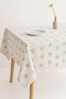 Nappe coton style champetre dentelle marguerite pompons table