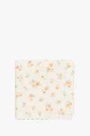 Nappe coton style coréen brodée fleurs à pompons