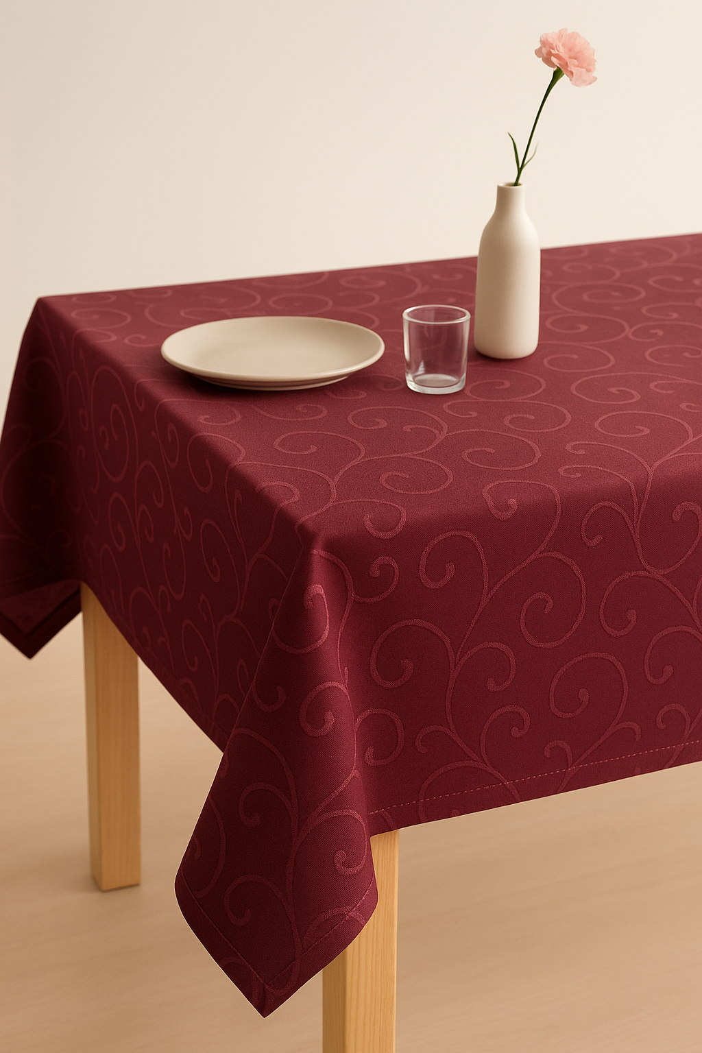 Nappe damassée florale imperméable lavable style moderne - vue 2 sur 2