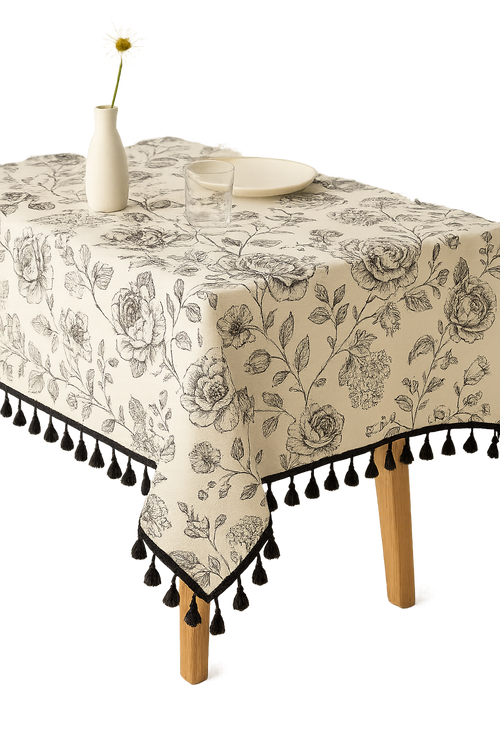 Nappe de table imprimé pivoines style ins imperméable - vue 2 sur 2