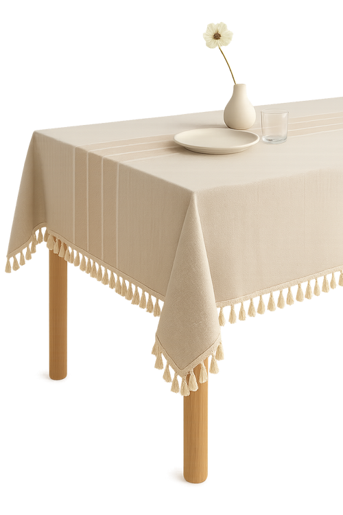 Nappe de table moderne rayures damassé imperméable cuisine - vue 2 sur 2