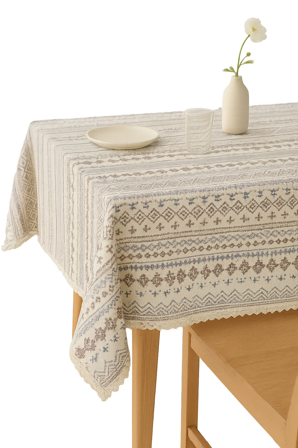 Nappe dentelle jacquard épaisse style bohème table maison - vue 2 sur 2