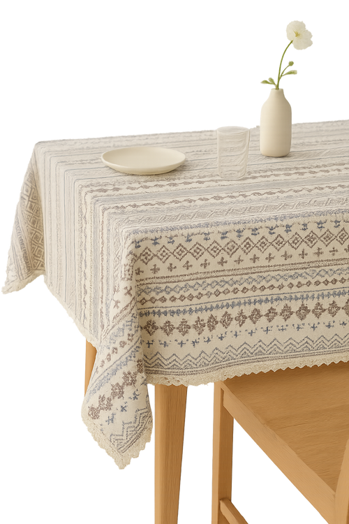 Nappe dentelle jacquard épaisse style bohème table maison - vue 2 sur 2