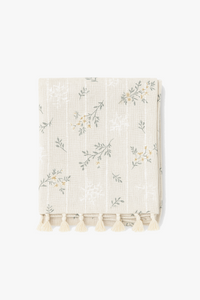 Nappe en coton style coreen motifs marguerites brodees