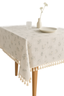 Nappe en coton style coreen motifs marguerites brodees