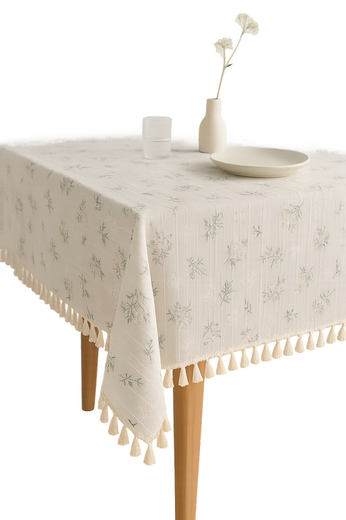 Nappe en coton style coreen motifs marguerites brodees - vue 2 sur 2