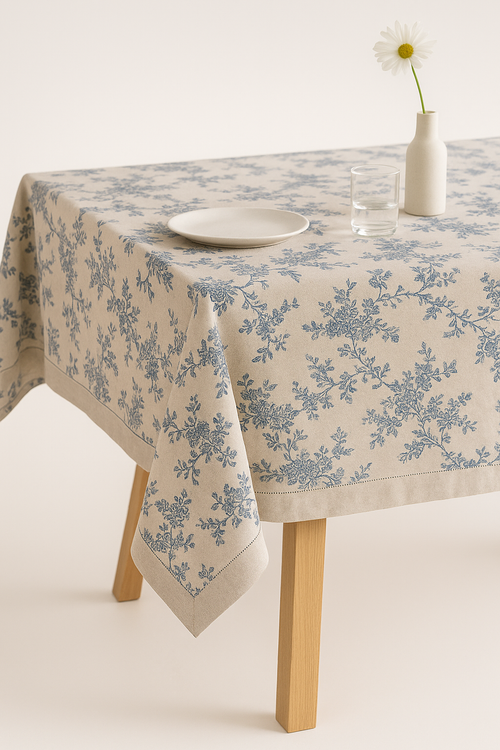 Nappe florale dentelle style champetre pour table cuisine - vue 2 sur 2