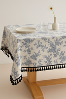 Nappe florale style champêtre bordure dentelle table repas