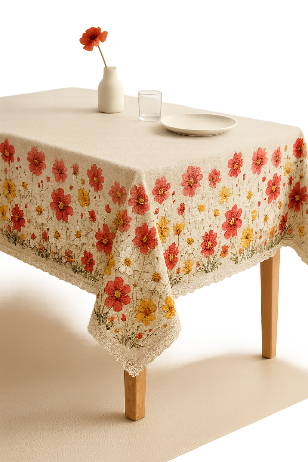Nappe florale style pastoral polyester bord festonné imperméable - vue 2 sur 2