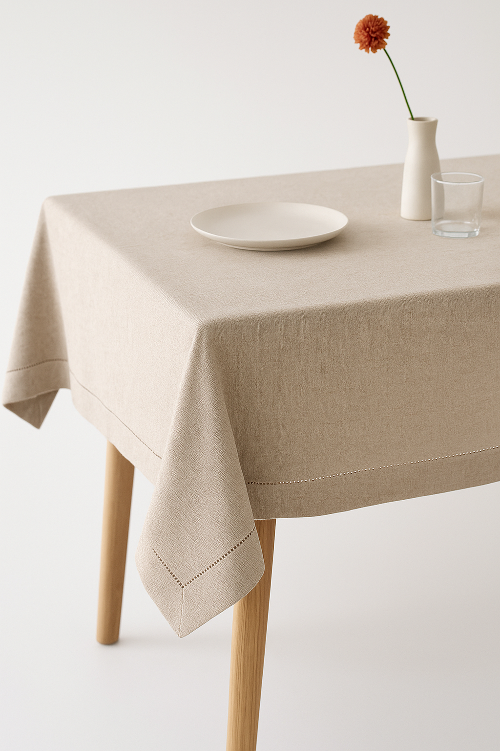 Nappe imperméable en coton et lin style uni - vue 2 sur 2