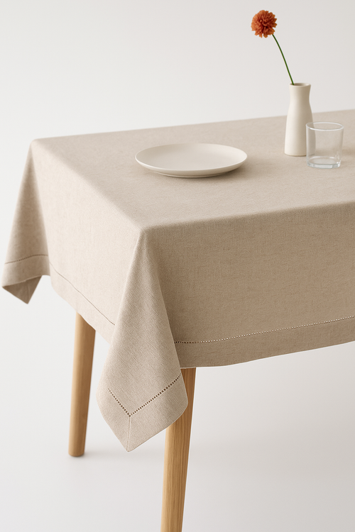 Nappe imperméable en coton et lin style uni - vue 2 sur 2