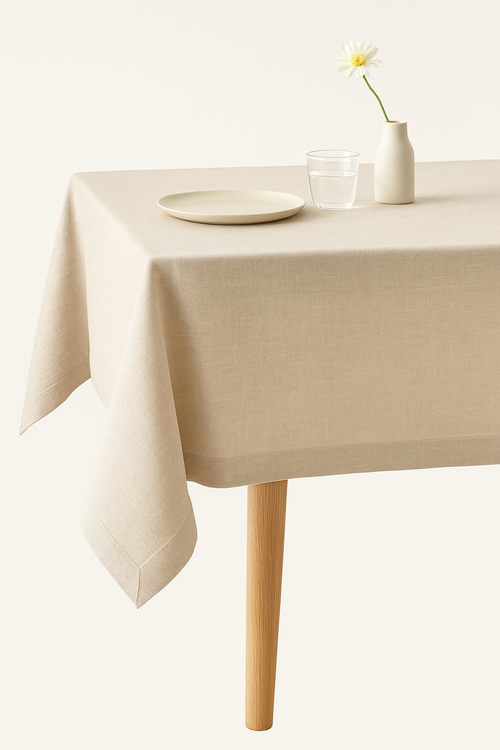 Nappe impermeable motif carreaux style lin cuisine salle - vue 2 sur 2
