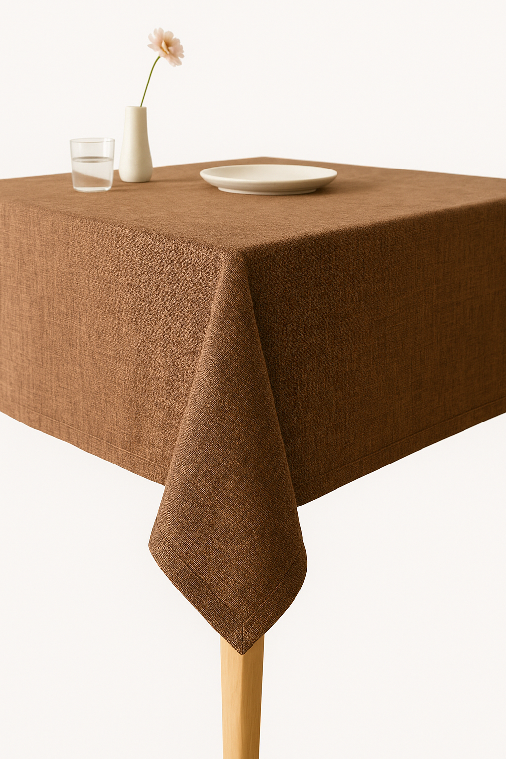 Nappe imperméable style champêtre beige infroissable pour table - vue 2 sur 2